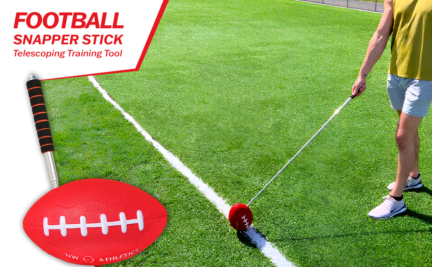 Football Snapper Stick, Telescoping Training Tool, Easily Collapsable, 50in Long