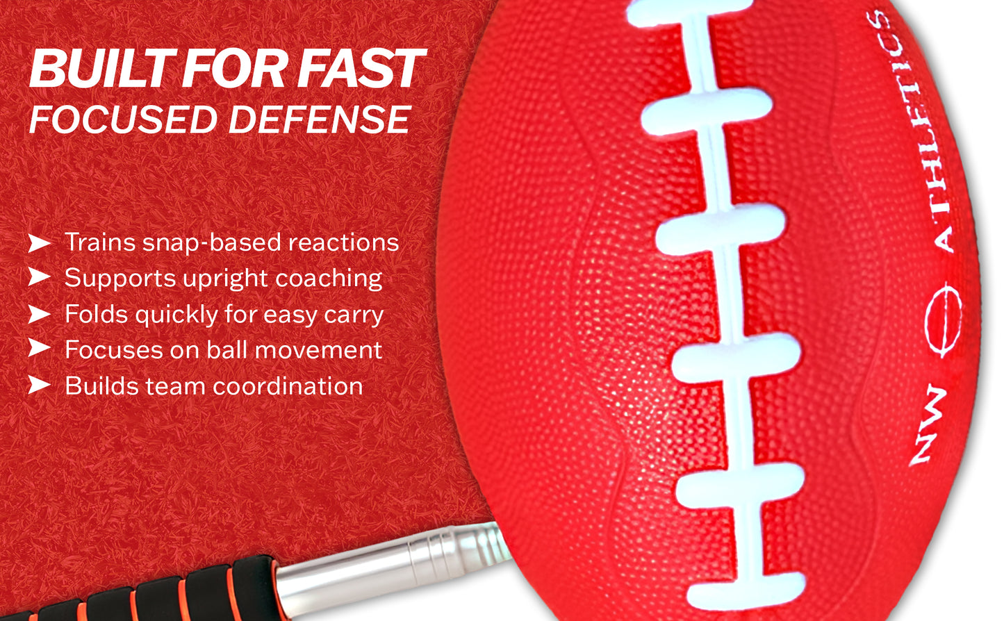 Football Snapper Stick, Telescoping Training Tool, Easily Collapsable, 50in Long