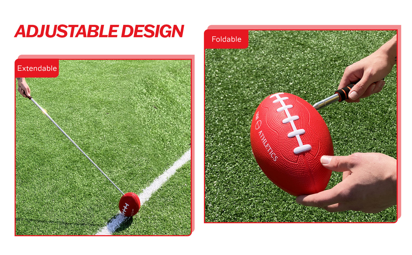 Football Snapper Stick, Telescoping Training Tool, Easily Collapsable, 50in Long