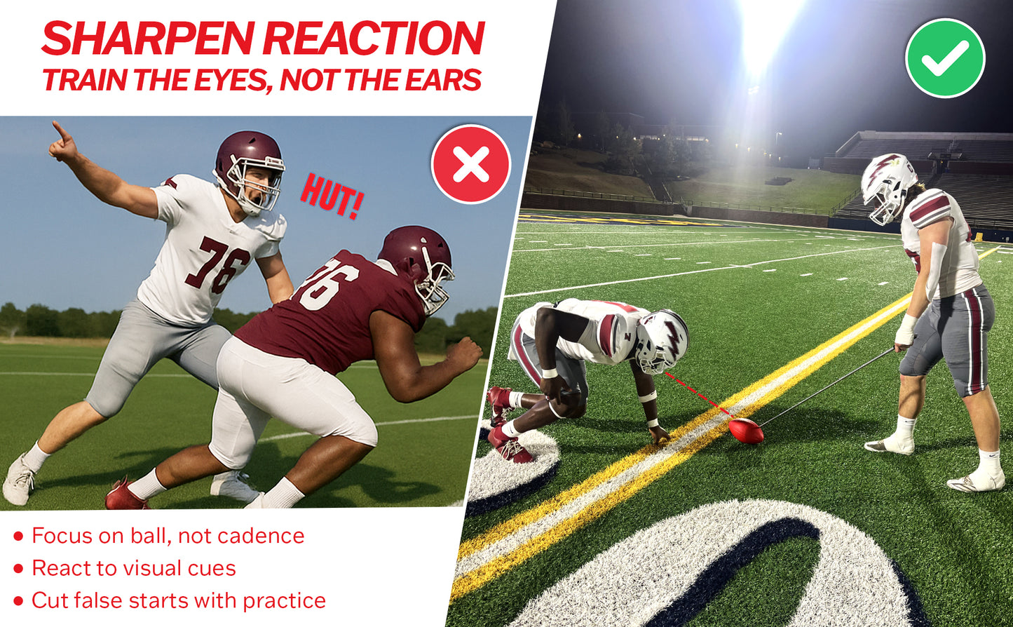 Football Snapper Stick, Telescoping Training Tool, Easily Collapsable, 50in Long